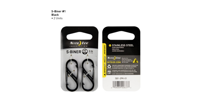 S-Biner #1 Negro - 2 Piezas [SB1-2PK-01] +