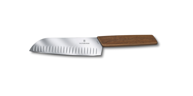 Swiss Modern Cuchillo Santoku de nogal con alvéolos | 6.9050.17KG •